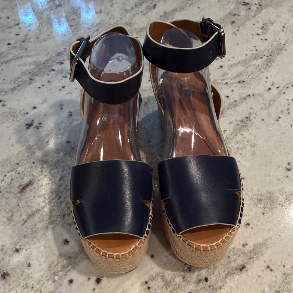 Sarto Lexie Platform Espadrille Sandal Navy Espadrille Sandals